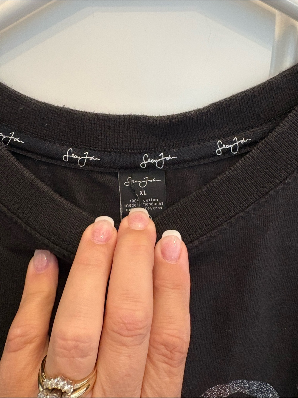 Sean John graphite gray Short-Sleeve Graphic Tee with Silver Glitter Lettering - Picture 3 of 5